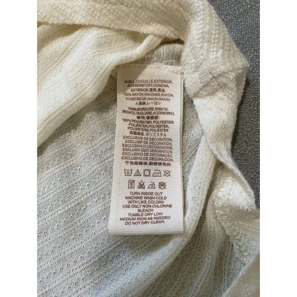 Free People Women's Size Large Ivory Saheli Mesh Embroidered Mock Neck Tunic Top
